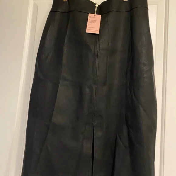 Quince Leather Pencil Skirt Black Sz 16 - Picture 5 of 5